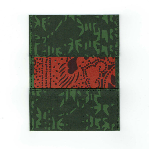 ふすま紙カードケース 楓鹿紋(花色)×月に鶴(朱)