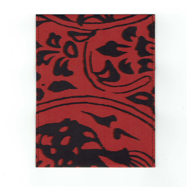 ふすま紙カードケース 獅子地紋(朱)×毘沙門亀甲(黒)